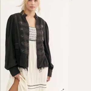 Free People Black Arianna military jacket
